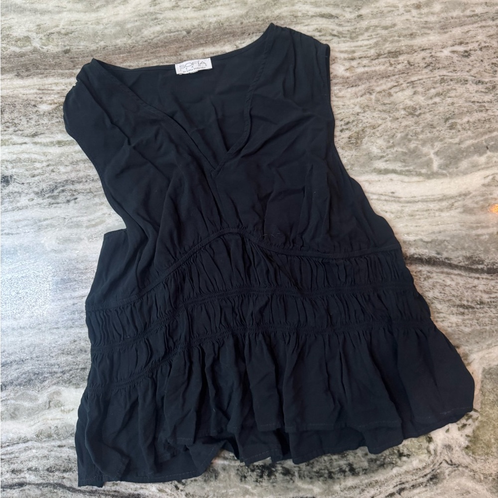 Sofia by Sofia Vergara Black Ruffled Blouse